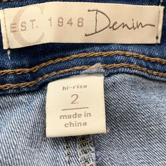 Cato High Rise Button Fly Skinny Jeans Women’s 2 Cropped Ripped Denim Blue - Picture 3 of 6